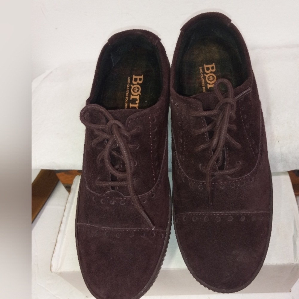 Borns Suede Sneakers Handcrafted Footwear Oxford  Purple Leather Captoe Size 7M